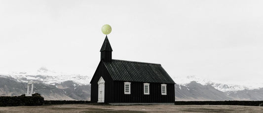 Churches are using pickleball as a community engagement tool; church depicted with pickleball ball on the spire