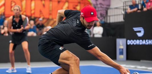 Ben Johns hits a shot during a Major League Pickleball event in Columbus, Ohio.