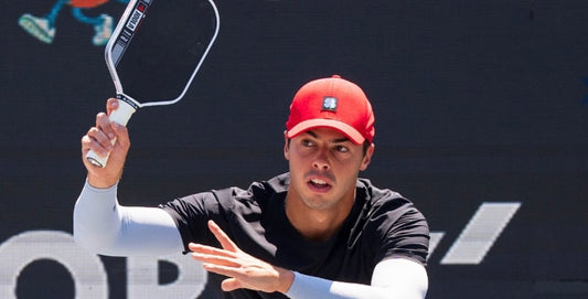 Ben Johns hits a shot during a Major League Pickleball match in 2025.