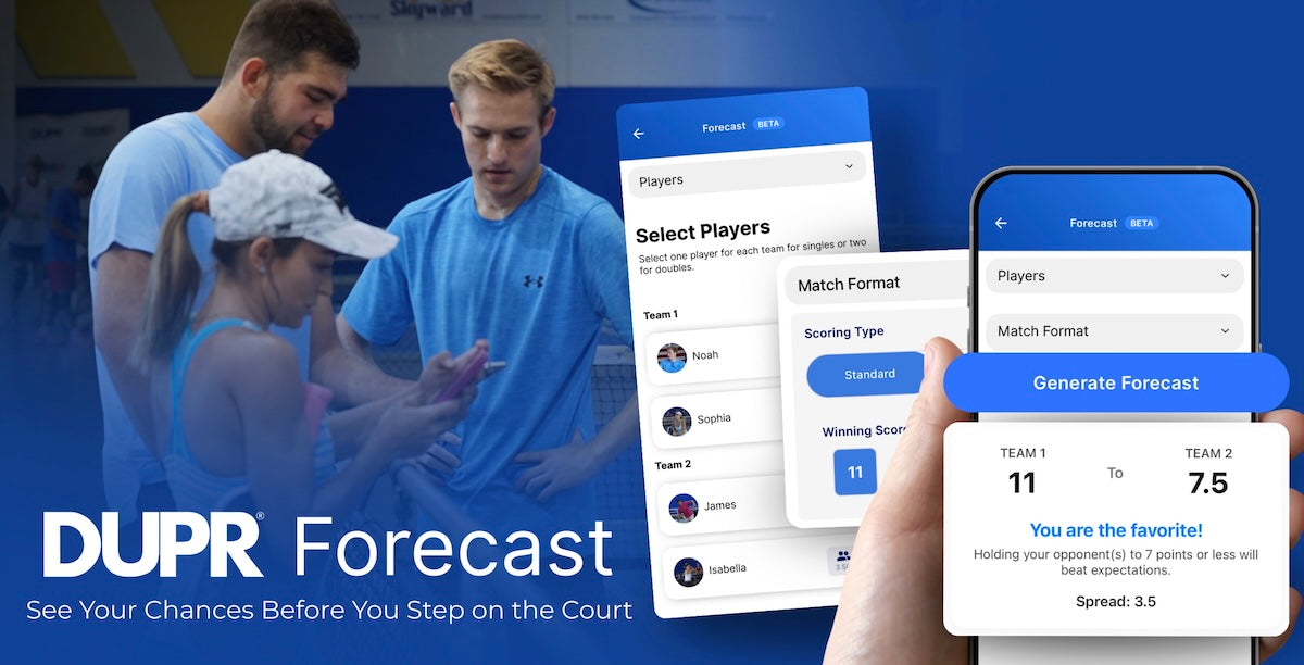 DUPR releases new forecast tool that generates a point spread for pickleball matches
