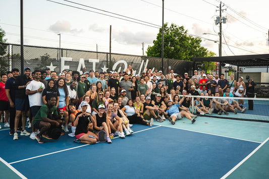 Pickleball players gather for a Honcho league night.