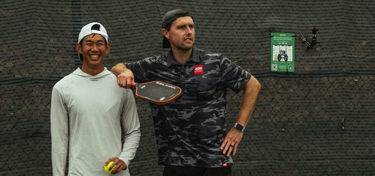 Pickleball partners take a break between points.