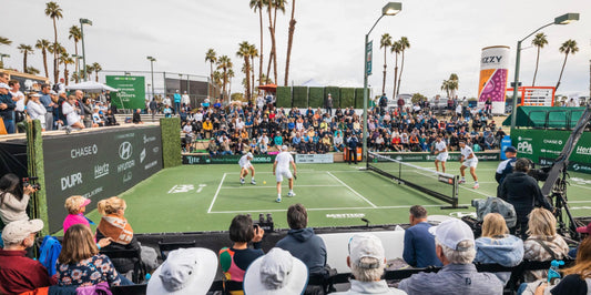 Pro pickleball players compete at the PPA Tour Masters in Palm Springs, California.