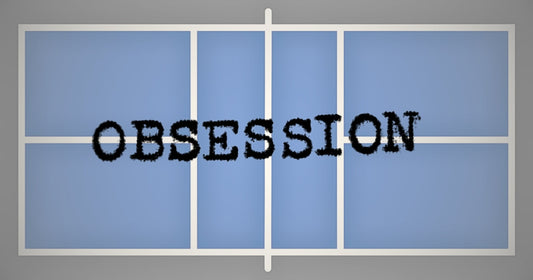 "Obsession" written in bold typeface with a pickleball court background