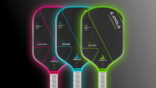 Image shows three of the new Joola pickleball paddles with text that reads "Gen 3 Next Level Paddle"